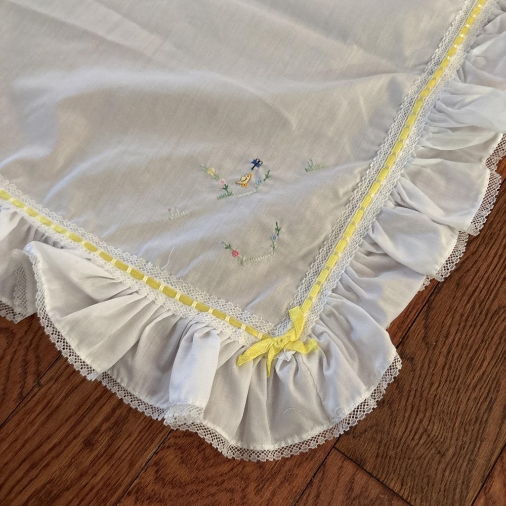 Handmade White Embroidered Baby Blanket. Ducks. Gender Neutral. Ships In 24hrs